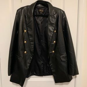 Black faux leather blazer